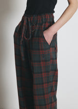DREAMCATCHER CHECK LOOSE-FIT PANTS (Khaki) (6680169611382)