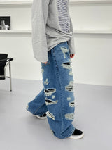 ラテックスリップドデニムパンツ / latex ripped denim PT -1C