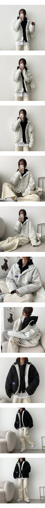 [Double-sided!] Rudt tap color coloring reversible dumpling wool jacket