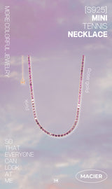 ピンクミニテニスネックレス/[S925] Pink Mini Tennis Necklace (rosegold)