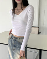 シャロンXレースVネック長袖Tシャツ/Sharon X Lace V-Neck Long Sleeve T-Shirt