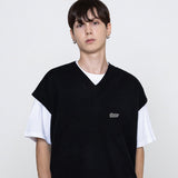 ベースボールブラックロゴエンブロイダリーニットベスト / Baseball Black Logo Embroidered Knit Vest_4color