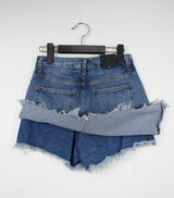 アンバランスデニムスカートプリーツ / no.802 Unbalance Denim Skirt Pants