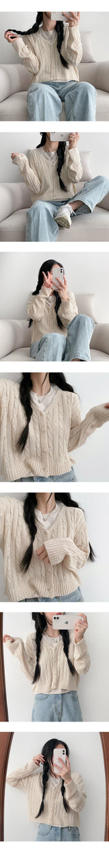 ウチバックレスツイストニットカーディガン / Uchibuckles Twisted Knitted Cardigan