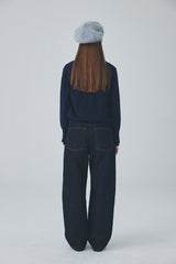 シグネチャーレイヤードウールカーディガン / Signature Layered Wool Cardigan [Navy]