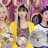 シティウーマンゴールドチェーンチョーカーネックレス / City Women Gold Chain Choker Necklace - Ruby Red