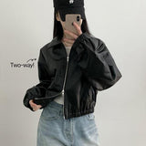 AMU, two-way loose fit leather jacket