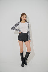 チェッカーボードクロップTシャツ/checkerboard crop tee(9183)