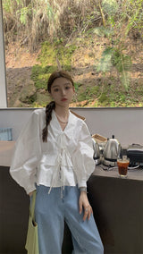 レースアップブラウス /  laceup white blouse