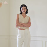 ボタン ニットベスト/BUTTONED KNIT VEST (BEIGE)