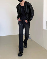 クロップドレザーカーディガン/SI Cropped Leather Cardigan (3 colors)