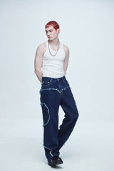 スネーク カッティング デニムパンツ / Snake Cutting Denim Pants