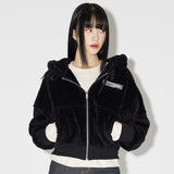 Zero Bear Crop zip-up [BLACK] (6638394376310)