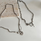 ラブハートロックボールドチェーンハンドメイドネックレス / jalo Love Heart Lock Bold Chain Handmade Necklace