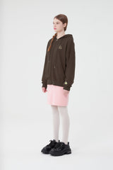 チェリーケーキ柄ジップアップフーディー／CHERRY CAKE PATTERN ZIP UP HOODIE [BROWN]