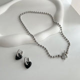 cho ボールチェーンハートボールドデイリールックチョーカーショートネックレス / cho Ball Chain Heart Bold Daily Look Choker Short Necklace