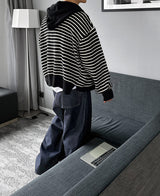 No.0363 st KNIT hood warmer zip-up (3color)