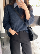 ルーズVネックウールニット (5color)