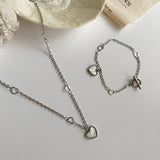 ハートチェーンマザーオブパールネックレス/hhr Heart chain mother-of-pearl necklace