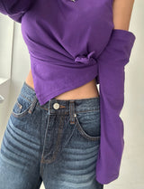 アンバランスオフショルダーノットTシャツ