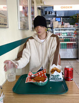 No.0390 varsity hood KNIT zip-up (3color)