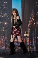 クロシェニットスカート / CROCHET KNIT SK (BURGUNDY)