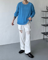 SOブランクビンテージホワイトデニムパンツ / SO Blanc Vintage White Denim Pants