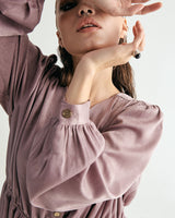 V-NECK CREASE SHIRRING ONEPIECE - INDI PINK (6635995889782)
