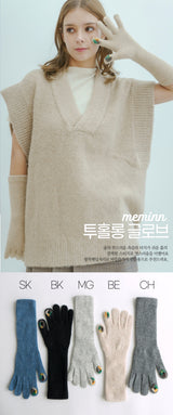 two hole long touch finger gloves 5colors