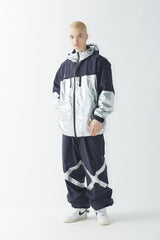 ウィンドブレーカーフーデッドステッチジャケット/BSR2223FWJK034 MMM WINDBREAKER HOODED STRETCH JACKET SILVER/NAVY