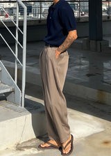One-Tuck Span Waistband Thong Slacks 3COLOR