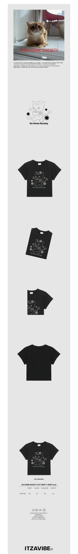 ゴーホームソサイエティキャットクロップTシャツ / GO HOME SOCIETY CAT CROP T SHIRT - BLACK