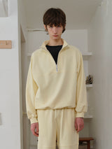 HALF ZIP SWEAT SHIRT PALE YELLOW (6594026471542)