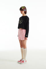 ウィティーバニースケッチクロップTシャツ／WITTY BUNNY SKETCH CROP T-SHIRT [BLACK]