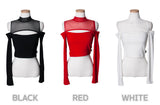 ジッパーショルダーメッシュクロップTシャツ/TOP(8304) Zipper Shoulder Mesh Crop Tee