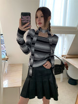 scarf striped knit top
