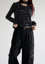 ストライプスカーフセットTシャツ/Stripe scarf set T-shirt (2color)