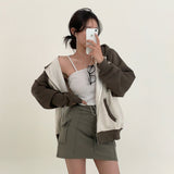 [BELLIDE MADE] Spring version. Raglan color zip-up hoodie