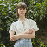 リネンポイントダーツブラウス/[LINE] Line Point Dart Blouse