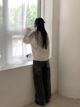 [S~3XL] ポーションロングワイドデニムカーゴパンツ