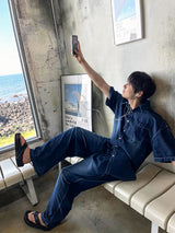 line brush wide denim pants