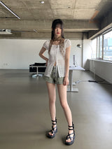ビンテージウォッシングデニムショートパンツ / Betu Vintage Washing Denim Short Pants