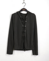 Thein corset strap slim hooded sweatshirt