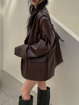 (UNISEX)ライニングレザーブレザー
