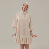 プリーツフードジャージードレス / PLEATS HOOD JERSEY DRESS_OATMEAL