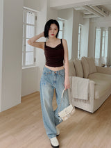 シルキードレープシャーリングスリーブレス / Silky Drape Shirring Sleeveless (2color)