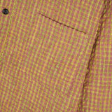 Bluesf Waffle Checkered Oversized Fit Shirt - PINK & YELLOW