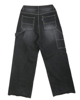 No.0372 double knee black denim wide PT