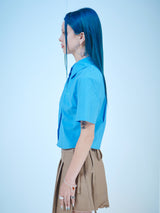 クロップショートスリーブコットンシャツ / CROP SHORT-SLEEVES COTTON SHIRTS (SKY BLUE)