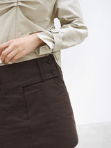 BUTTON MINI SKIRT [ CHARCOAL ]
